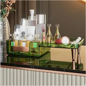 Chic Makeup Holder Fashion Make Up Organizers and Delicate Beauty Display Bathroom Cosmetic Storage for Vanity Skincare Lipsticks Lotions Simple Cosmetic Cases (Color : Orange) (Green)