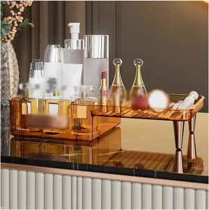 Chic Makeup Holder Fashion Make Up Organizers and Delicate Beauty Display Bathroom Cosmetic Storage for Vanity Skincare Lipsticks Lotions Simple Cosmetic Cases (Color : Orange) (Orange)