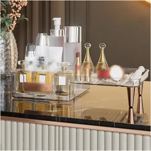 Chic Makeup Holder Fashion Make Up Organizers and Delicate Beauty Display Bathroom Cosmetic Storage for Vanity Skincare Lipsticks Lotions Simple Cosmetic Cases (Color : Orange) (White)