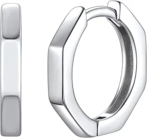 ChicSilver 925 Sterling Silver Cubic Zirconia Small Huggie Hoop Earrings for Women, Diameter 10MM, Silver/Gold/Rose Gold