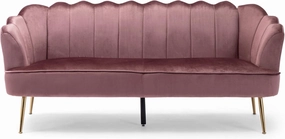 Christopher Knight Home Reitz Channel Stitch 3 Seater Shell Sofa - Velvet - Blush Pink/Gold
