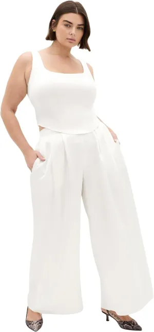 City Chic Women's Plus Size Satin Palazzo Champagne Pant