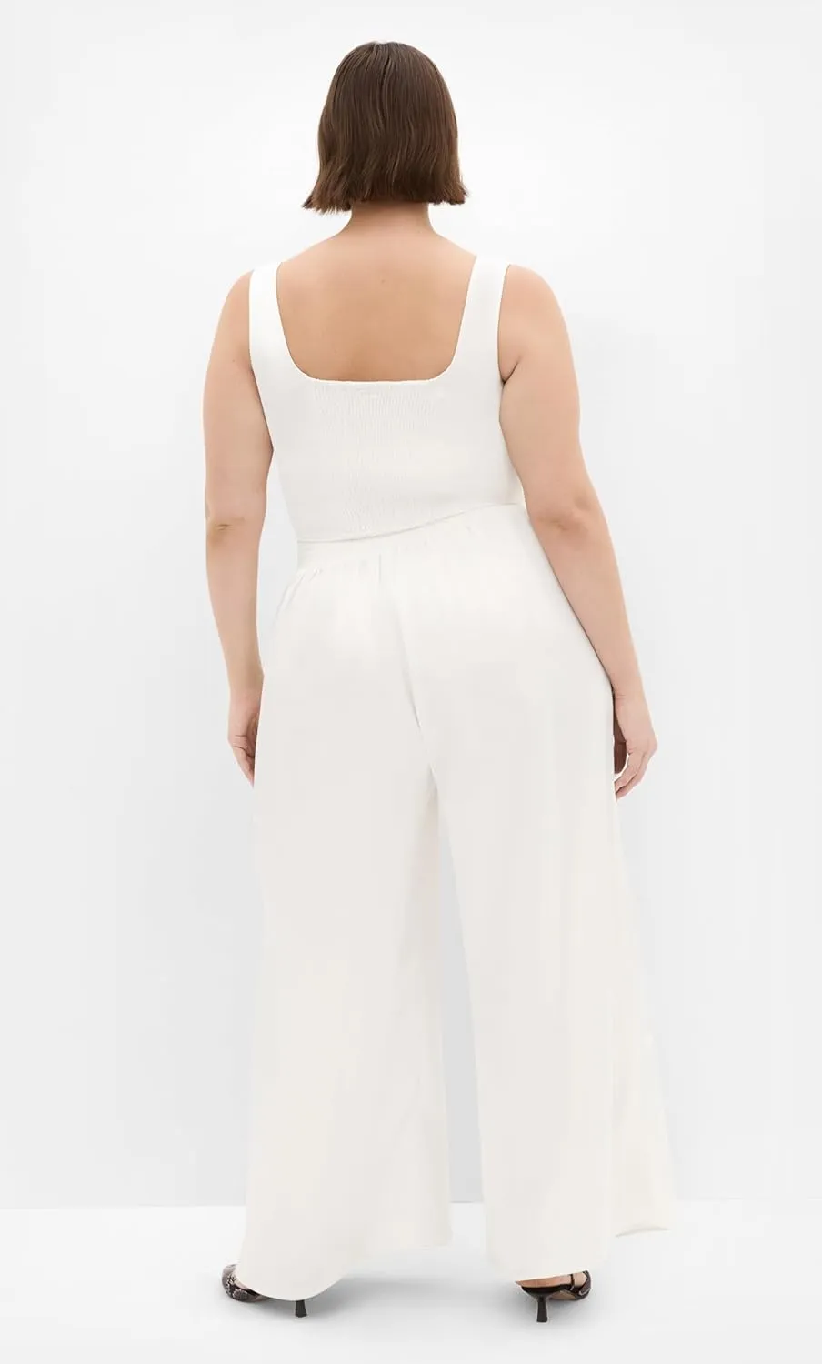 City Chic Women's Plus Size Satin Palazzo Champagne Pant