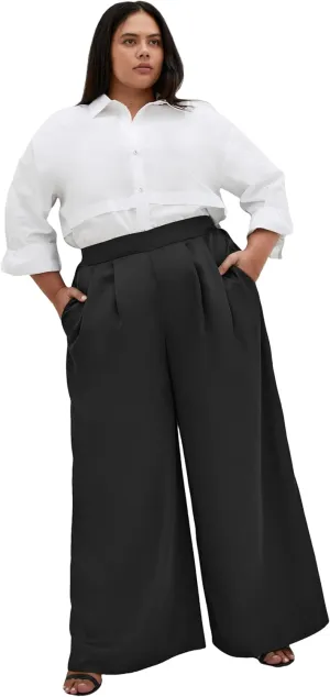 City Chic Women's Plus Size Satin Palazzo Champagne Pant