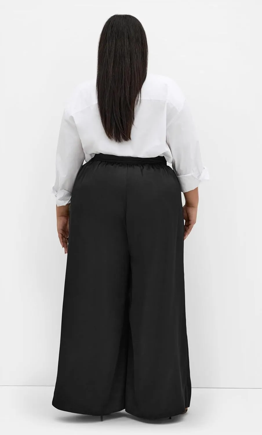 City Chic Women's Plus Size Satin Palazzo Champagne Pant