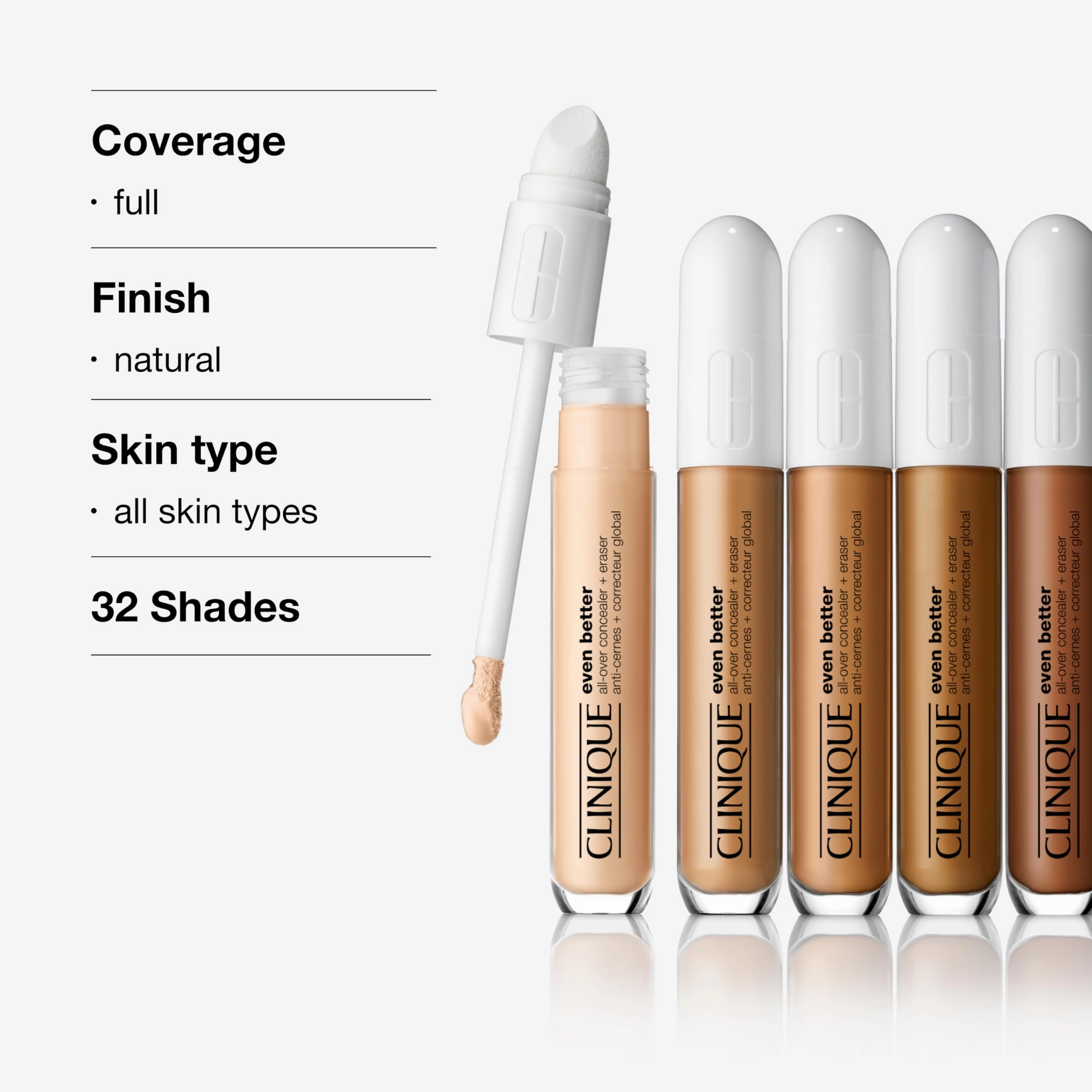 Clinique Even Better All-Over Full Coverage Concealer   Eraser For Dark Circles | Hydrating, Brightening   Depuffing, Espresso, 0.2 Fl Oz