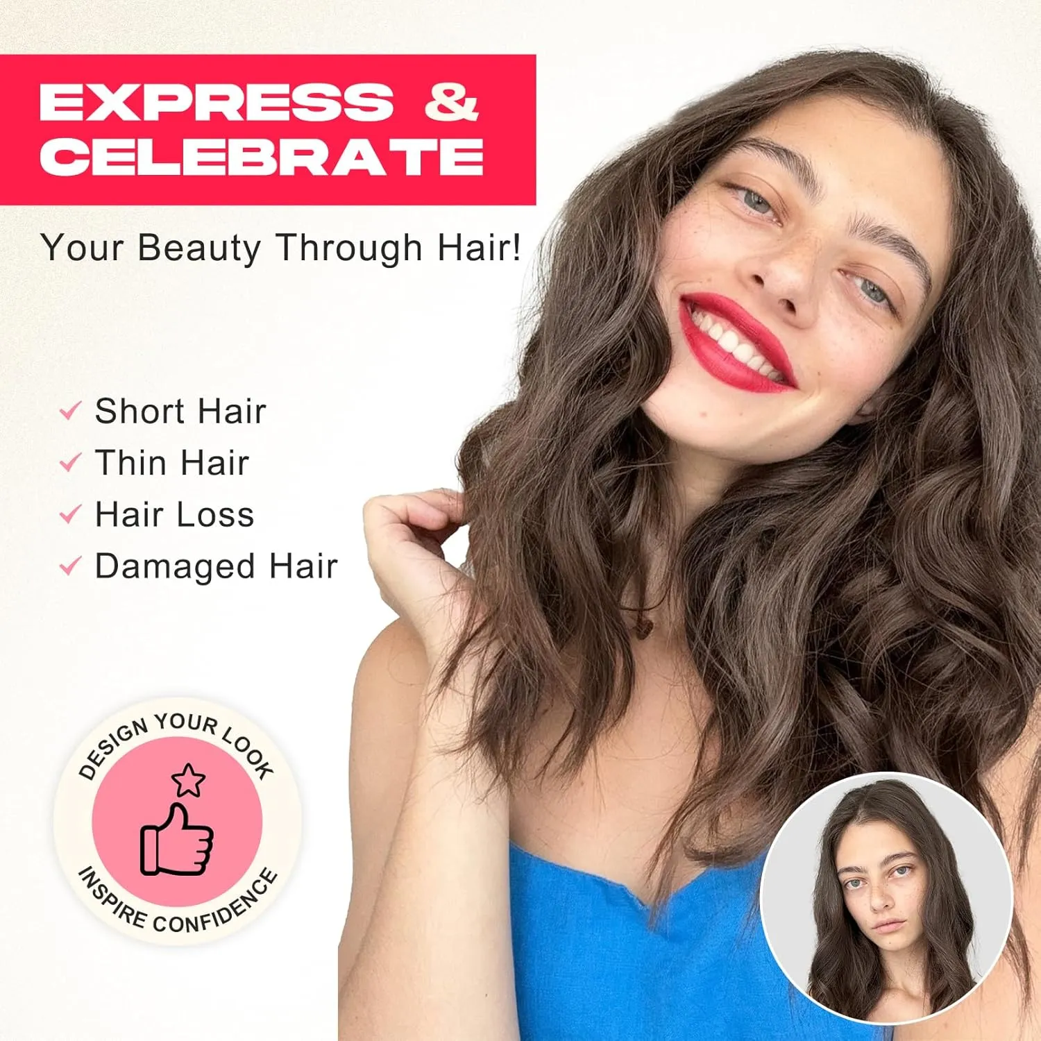 Clip in Hair Extensions, 14" Beach Wave Brown Hair, 4PCS Natural Soft Synthetic Hairpiece - Champagne Blonde