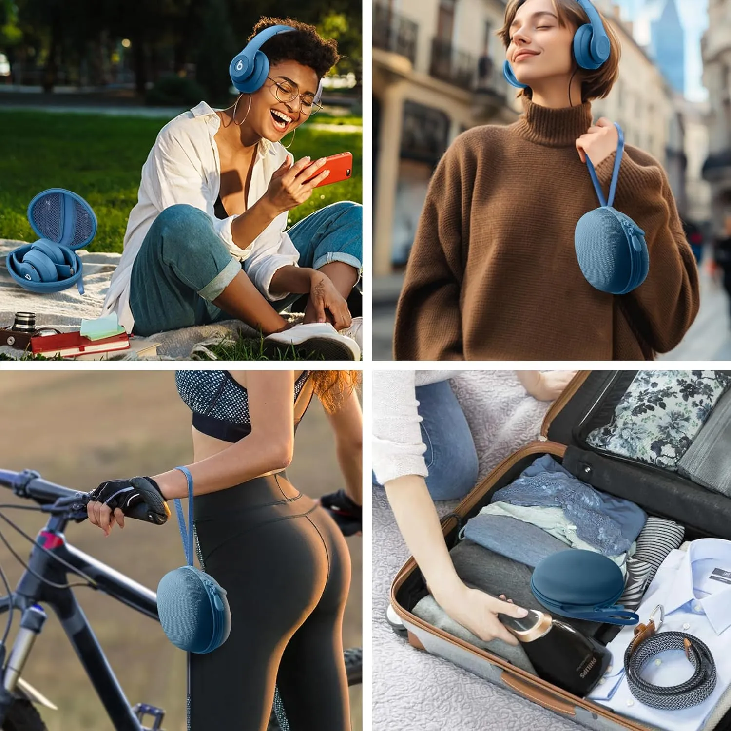 co2CREA for Beats Studio Pro / Studio3 / Solo4 / Solo3 Headphones, Hard Travel Case Compatible with Beats Wireless On-Ear Headphones (Blue Case)