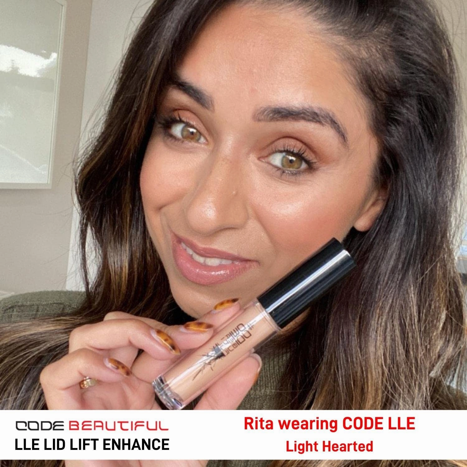 CODE Beautiful Eye Primer and Under Eye Concealer | Eye concealers | Eyeshadow Primer | Eye Lift - The Antidote To Tired Eyes | Vegan & Cruelty Free | LLE Lid Lift Enhance (Light Hearted)