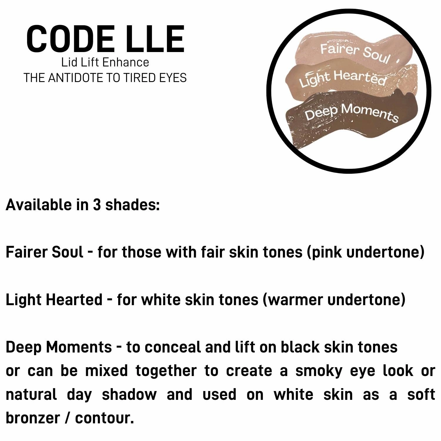 CODE Beautiful Eye Primer and Under Eye Concealer | Eye concealers | Eyeshadow Primer | Eye Lift - The Antidote To Tired Eyes | Vegan & Cruelty Free | LLE Lid Lift Enhance (Light Hearted)