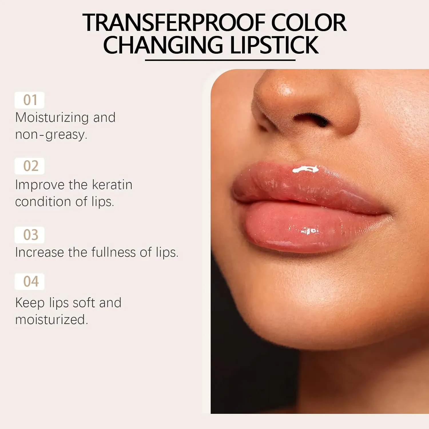 Color Changing Lipstick, Transferproof Gold Foil Changing Lipstick for Women Lips Clear Long-Lasting Moisturizing (1pcs)