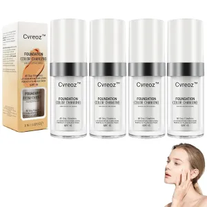 Color Changing Mature Skin Foundation, Color Changing Foundation Hides Wrinkles & Lines, BB Cream Makeup Base Concealer Cover Moisturizing Fluid for all Skin - 30ml (4PCS)