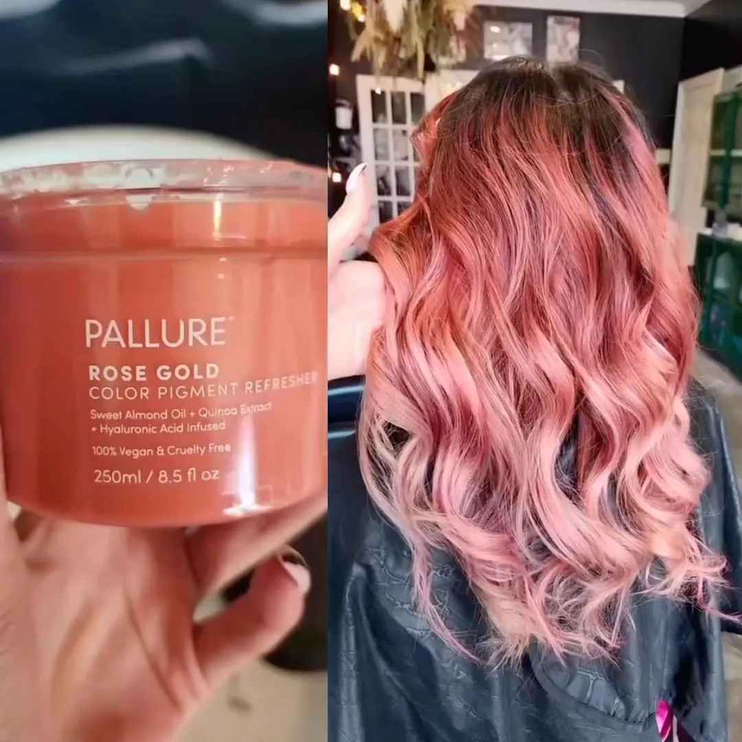 Color Pigment Refresher Mask, Semi Permanent Hair Color Depositing Conditioner, 8.5 Oz Rose Gold