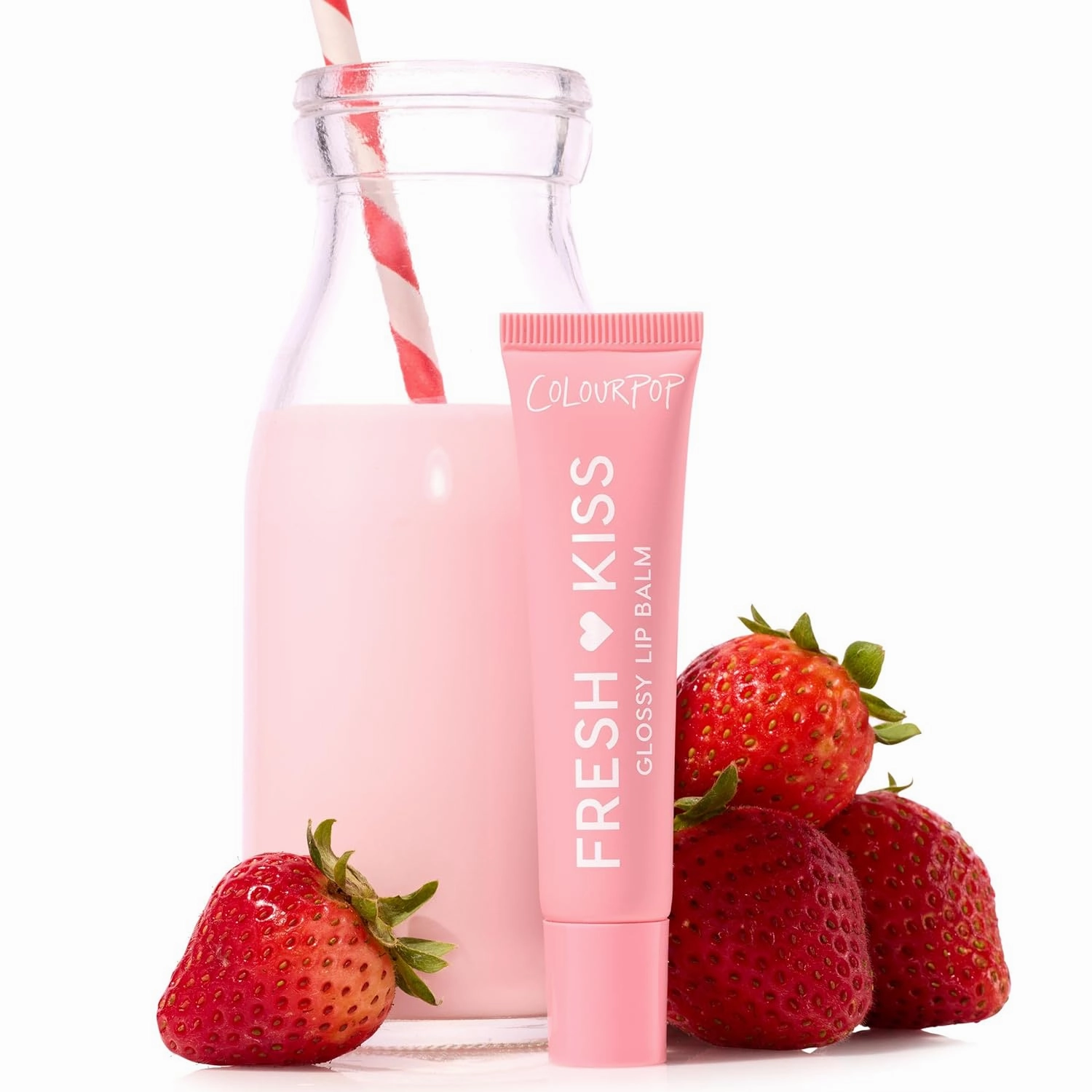 ColourPop Fresh Kiss Glossy Lip Balm - Hydrating Lip Care Enriched with Peptides, Hyaluronic Acid, Shea Butter & Vitamin E for an Ultra-Cushiony Formula - Strawberry Milk (2 Count)