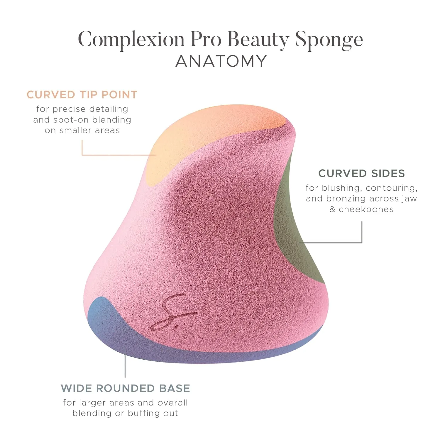 Complexion Pro Beauty Blender Sponge, Pink, 3 Piece Set - Ergonomic Makeup Sponge and Beauty Blender, Essential Make up and Blending, Multipurpose Makeup Kit Facial Sponge