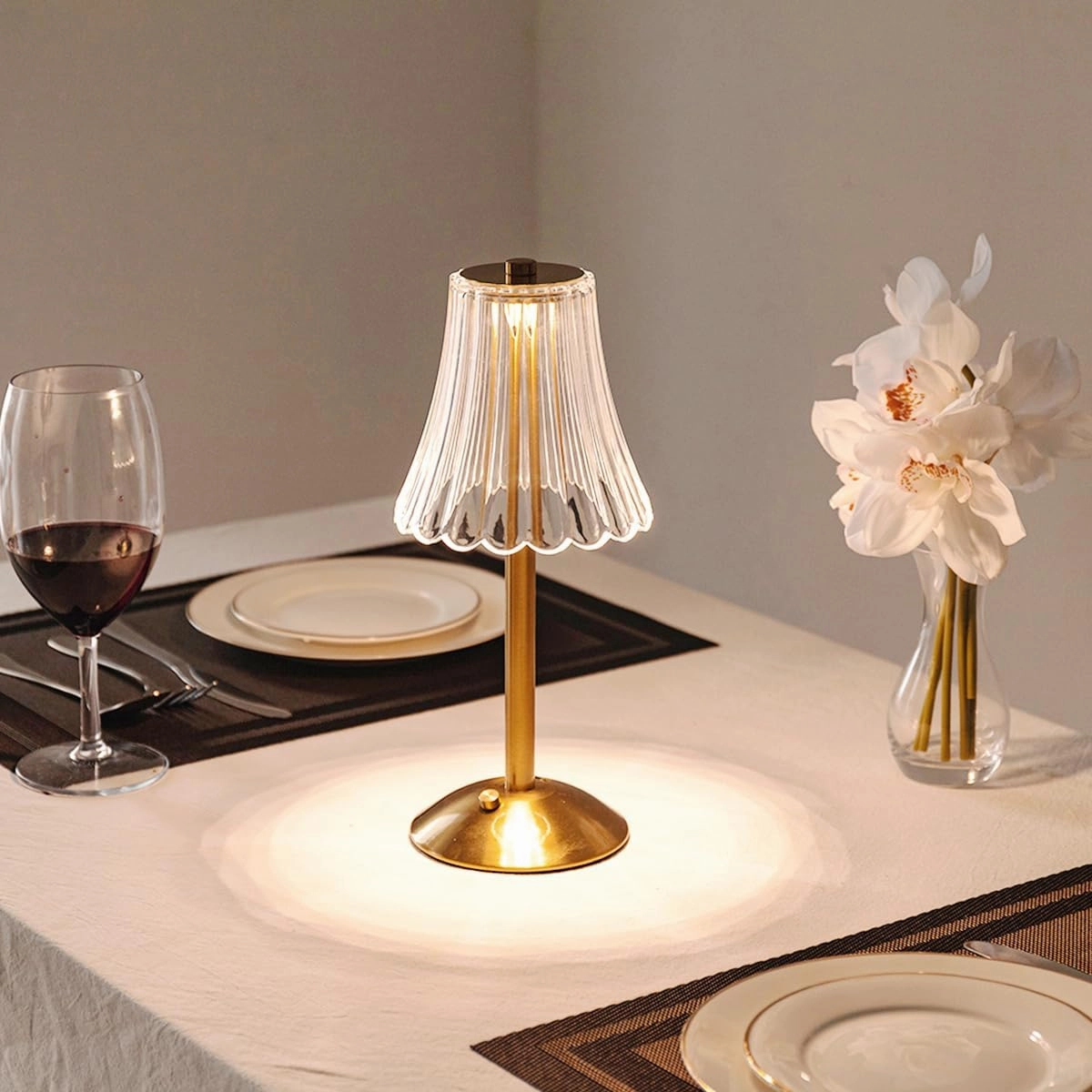 Cordless Table Lamps for Home,Table,Dining Room, Gold Rechargeable Lamps, USB Charge 12'' Tall LED Brass Portable Outdoor Indoor Table Lamp with Built-in Dimmer (Champagne Gold)