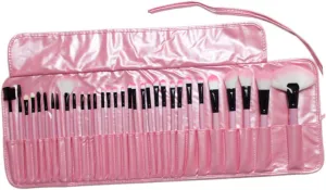 Cosmetic Brush Set with 31 Pieces Makeup Brushes Daily Use Set Pink Pouch Airbrush Tte