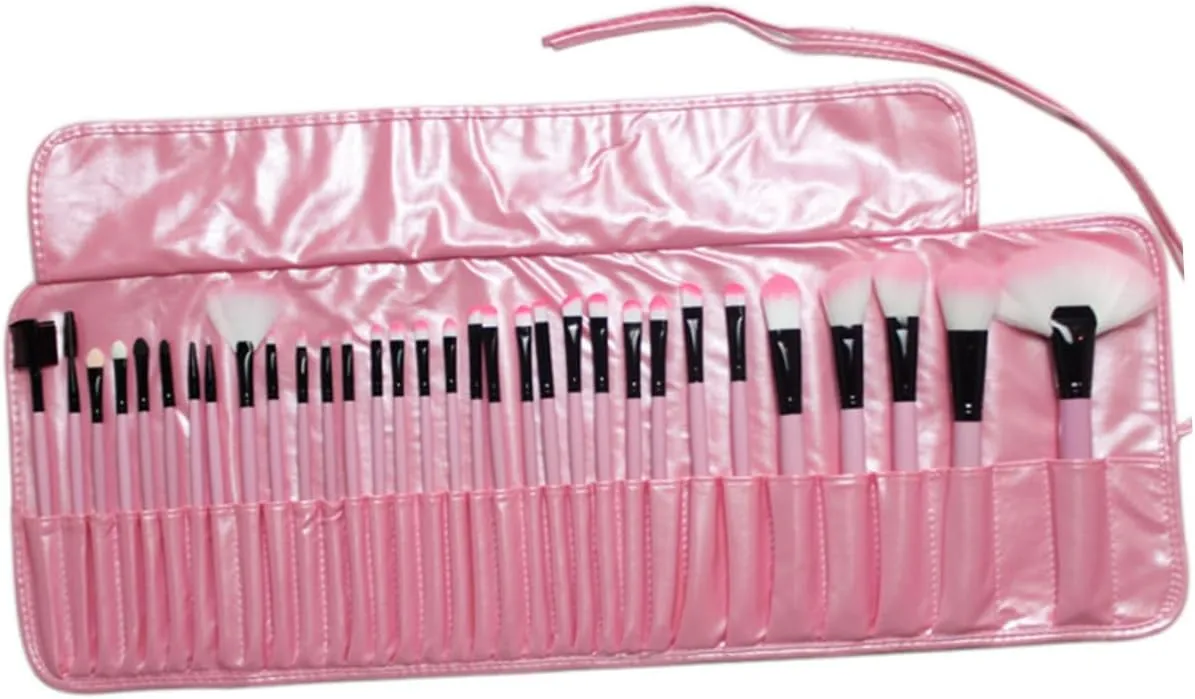 Cosmetic Brush Set with 31 Pieces Makeup Brushes Daily Use Set Pink Pouch Airbrush Tte