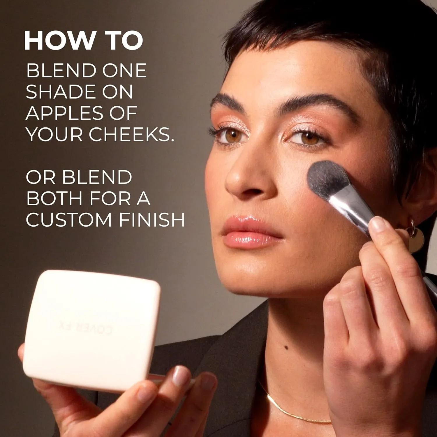 COVER FX Monochromatic Powder Blush Duo - Pink Dahlia: Soft Pink - Matte   Shimmer Finish - Create Custom, High Impact Color