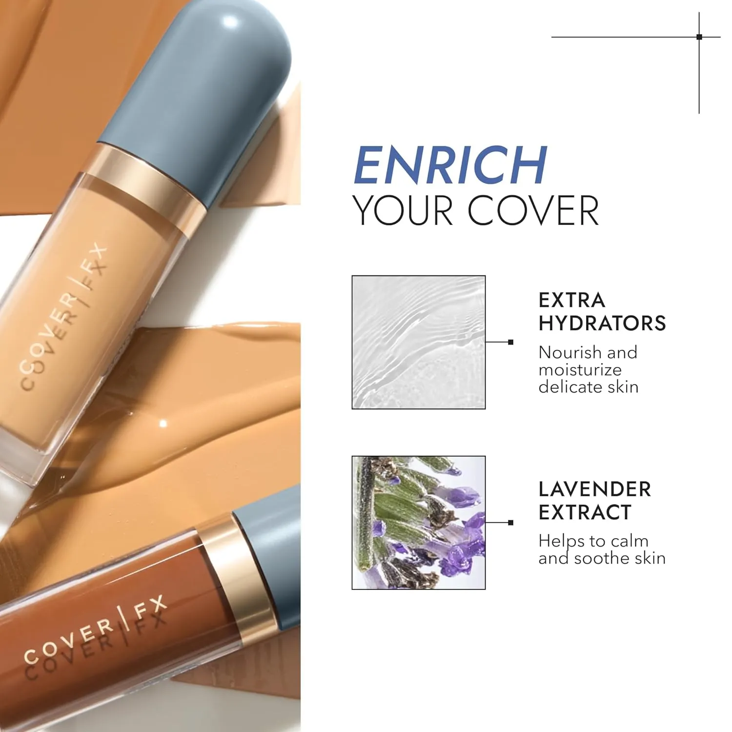 COVER FX Skin Discovered Longwear Full Coverage Concealer | Buildable Crease-Resistant High Coverage Formula Conceals, Corrects, and Brightens | D1 - Tan to deep skintones with a warm golden undertone