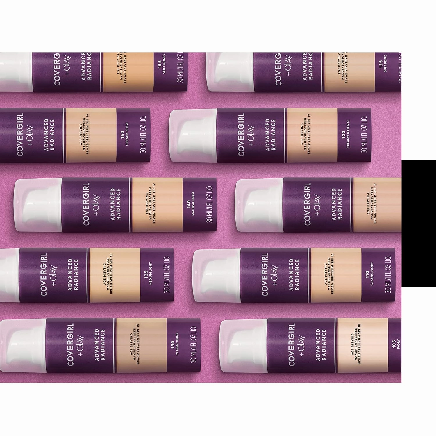 COVERGIRL Advanced Radiance Age Defying Liquid Foundation in Classic Ivory, Hides Wrinkles & Lines, Sensitive Skin Safe, Packaging May Vvary (Pack of 2)