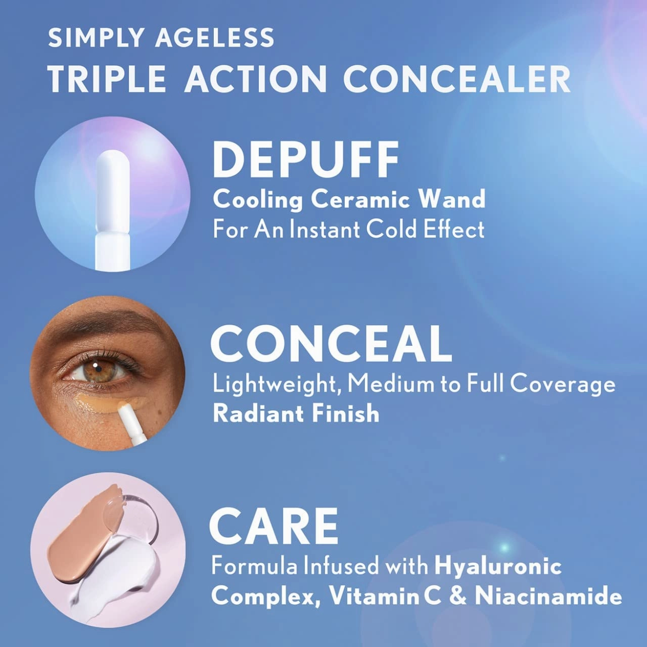 COVERGIRL Simply Ageless Triple Action Concealer, Creamy Natural, Pack of 1