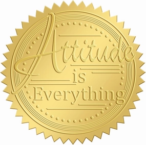 CRASPIRE 2 Inch Gold Embossed Envelope Seals Stickers Attitude is Everything 100pcs Round Adhesive Gold Foil Seals Stickers Medal Decoration Label for Wedding Invitations Certification Corporate