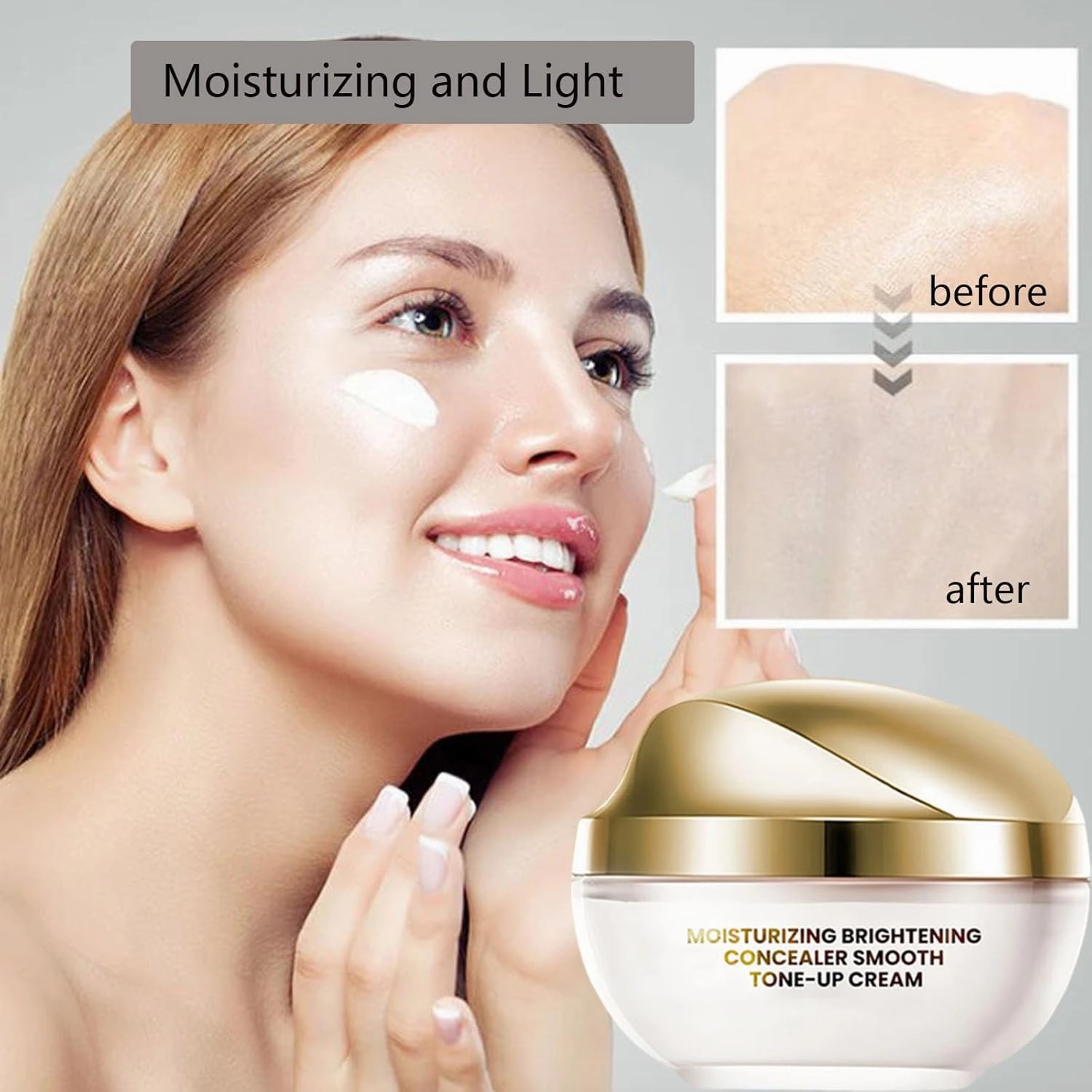 Crema De Maquillaje, Cream Makeup Concealer, Moisturizing 𝐁𝐫𝐢𝐠𝐡𝐭𝐞𝐧ing Concealer Smooth Tone up Cream, Corrector Iluminador Hidratante Crema Tónica (1pcs, 50g)