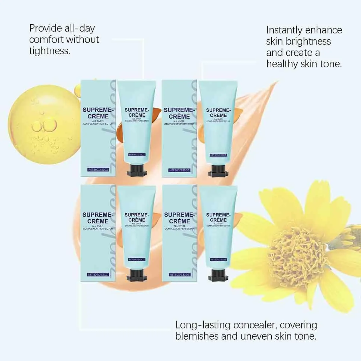 Creme All-Over Complexion Perfector,80g Cream Hydrating Full Coverage Concealer,Long-Lasting CC Foundation,Waterproof Transfer-Resistant Skin Tint,Cream body perfector (Dark)