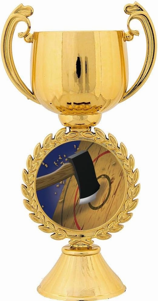 Crown Awards Personalized Axe Throwing Trophy, 7.25" Gold Cup Axe Throwing Trophies with Free Custom Engraving Prime