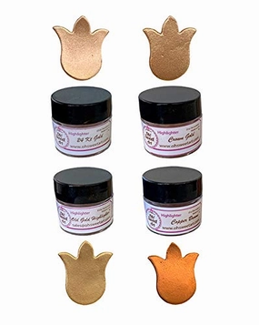 CROWN GOLD / 24 K/OLD GOLD/COPPER BROWN HIGHLIGHTER DUST SET (4 colors) 4 grams each container, highlighter, metallic By Oh! Sweet Art