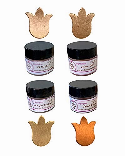 CROWN GOLD / 24 K/OLD GOLD/COPPER BROWN HIGHLIGHTER DUST SET (4 colors) 4 grams each container, highlighter, metallic By Oh! Sweet Art