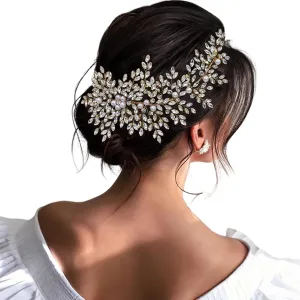 Crystal Wedding Hair Comb Bridal Hair Accessories Pearl and Rhinestone Bridal Side Combs for Women and Girls (Gold)