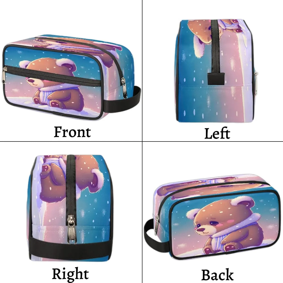 Cute Bear Travel Toiletry Bag for Women Men Small Cosmetic Makeup Organizer Water Resistant Shaving Bag Portable Make Up Bag Storage Bags with Handle