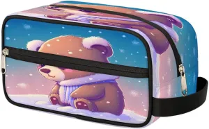 Cute Bear Travel Toiletry Bag for Women Men Small Cosmetic Makeup Organizer Water Resistant Shaving Bag Portable Make Up Bag Storage Bags with Handle