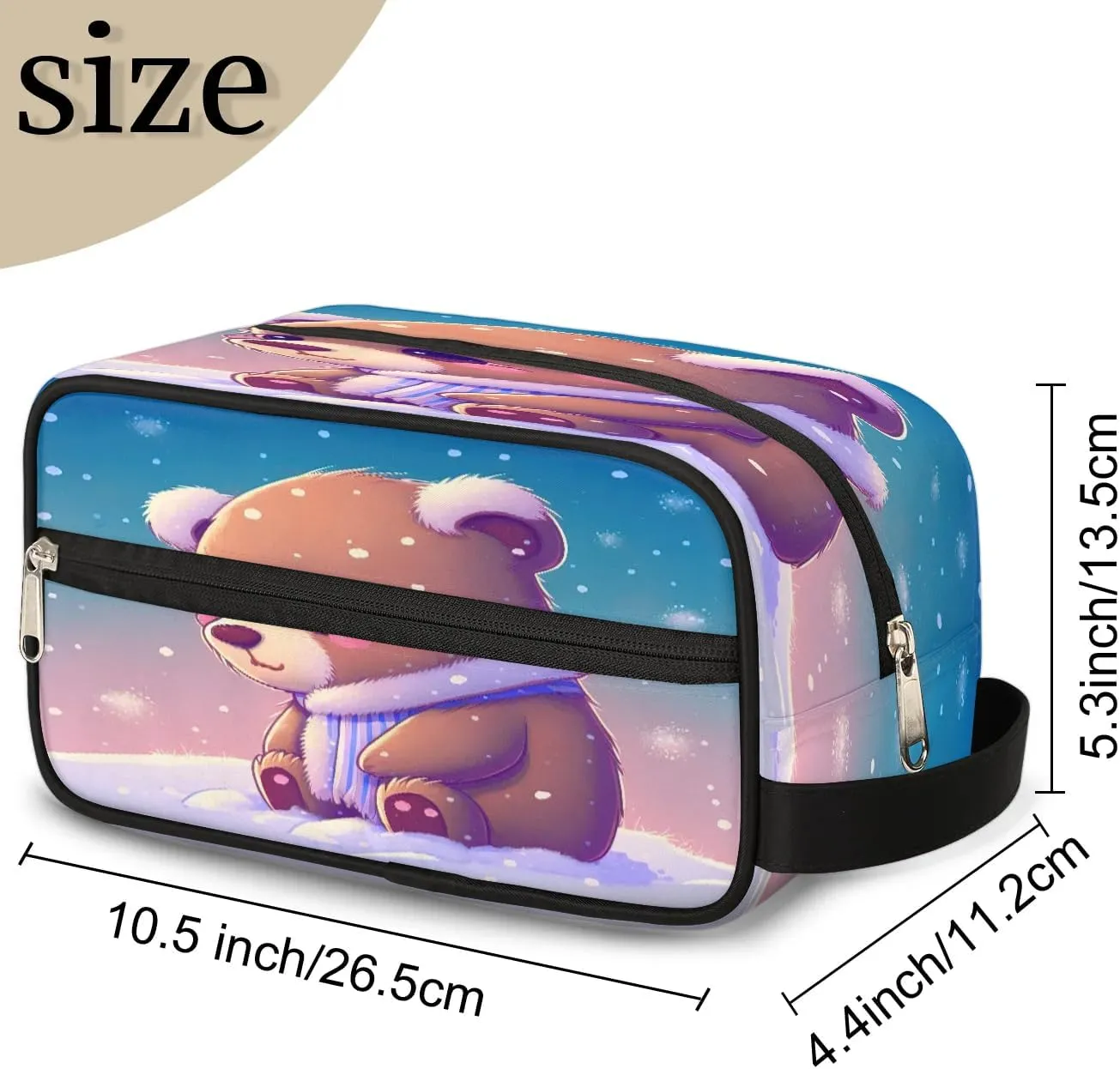 Cute Bear Travel Toiletry Bag for Women Men Small Cosmetic Makeup Organizer Water Resistant Shaving Bag Portable Make Up Bag Storage Bags with Handle