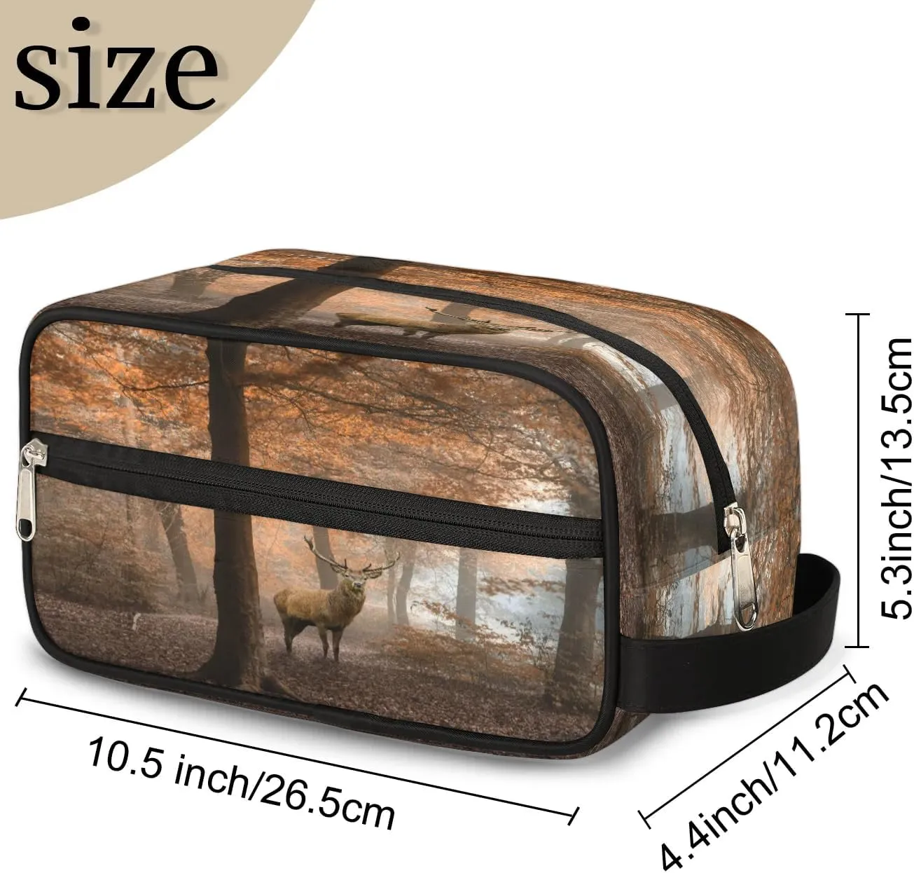 Cute Deer Travel Toiletry Bag for Women Men Small Cosmetic Makeup Organizer Water Resistant Shaving Bag Portable Make Up Bag Storage Bags with Handle