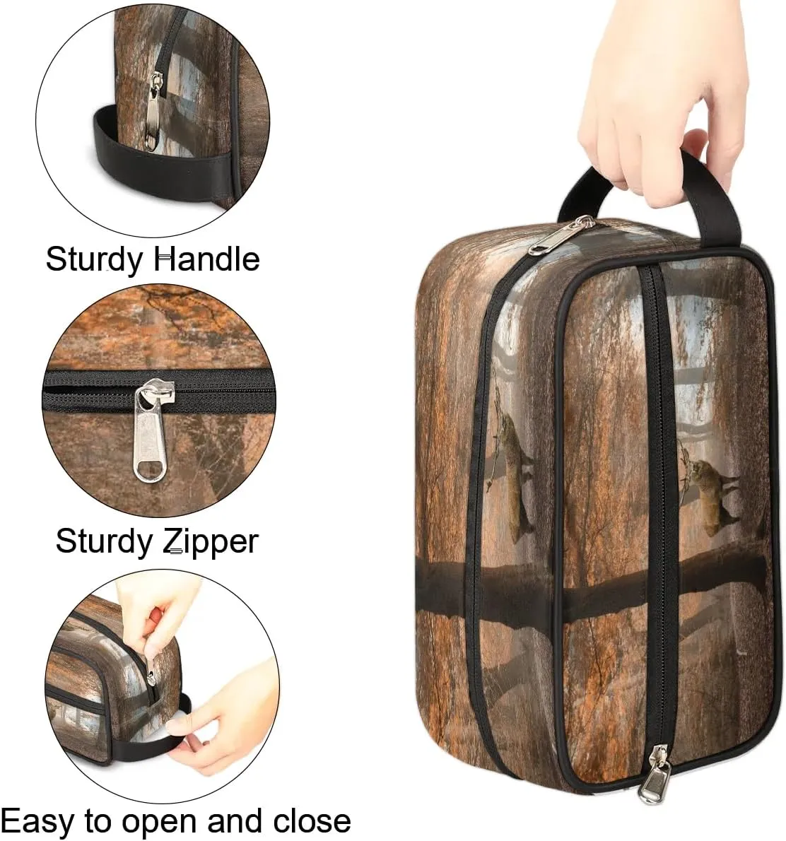 Cute Deer Travel Toiletry Bag for Women Men Small Cosmetic Makeup Organizer Water Resistant Shaving Bag Portable Make Up Bag Storage Bags with Handle