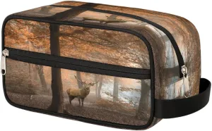 Cute Deer Travel Toiletry Bag for Women Men Small Cosmetic Makeup Organizer Water Resistant Shaving Bag Portable Make Up Bag Storage Bags with Handle
