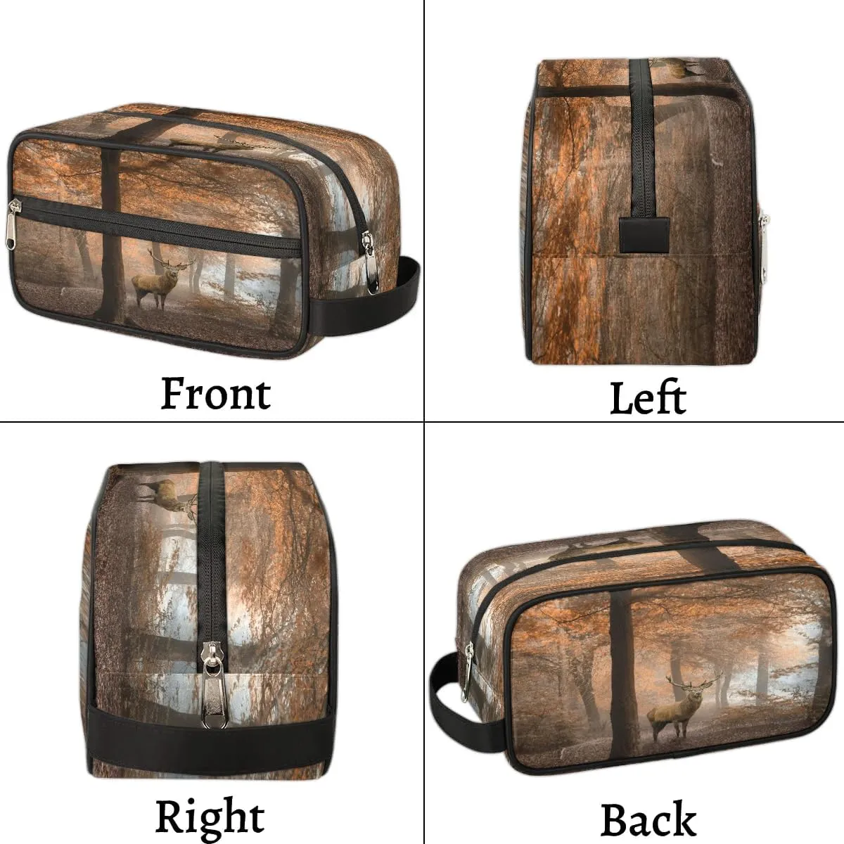 Cute Deer Travel Toiletry Bag for Women Men Small Cosmetic Makeup Organizer Water Resistant Shaving Bag Portable Make Up Bag Storage Bags with Handle