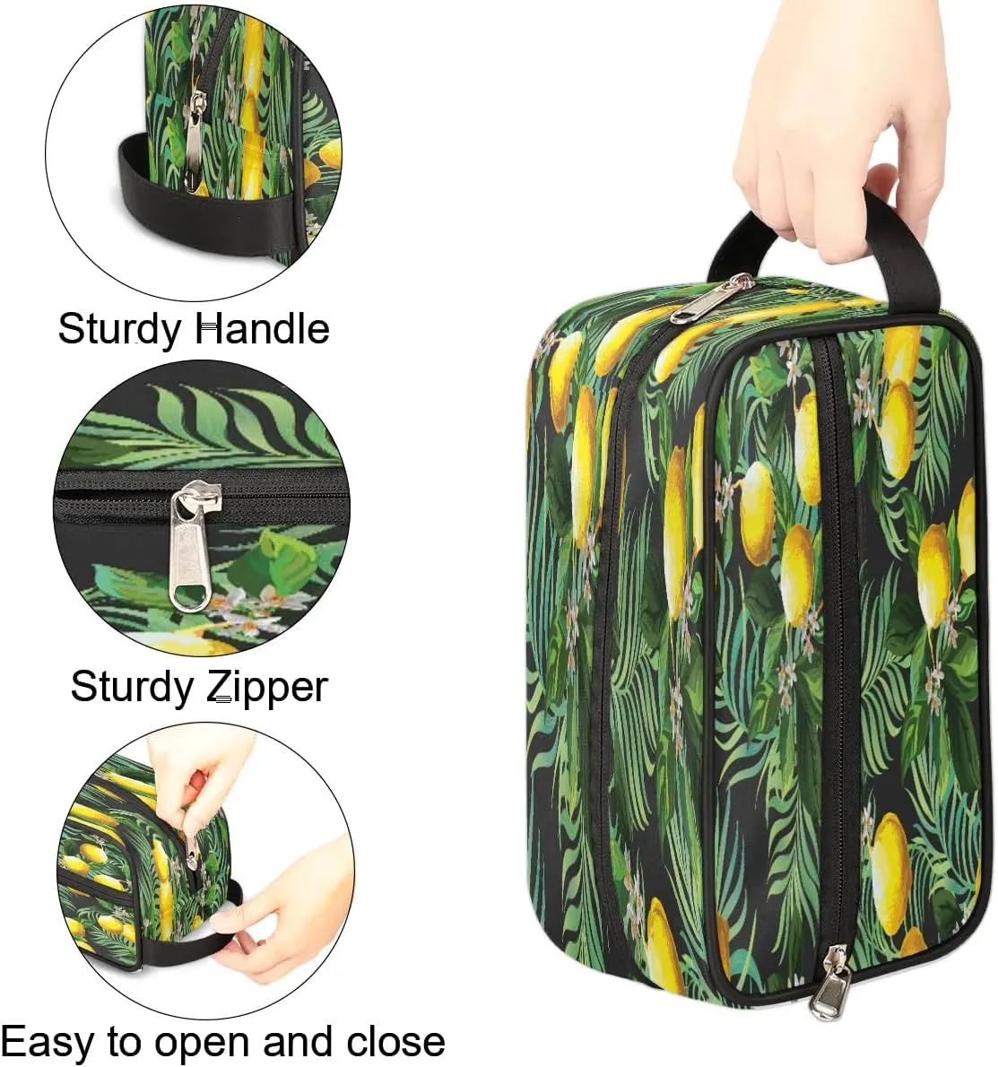 Cute Lemons Paint Travel Toiletry Bag for Women Men Small Cosmetic Makeup Organizer Water Resistant Shaving Bag Portable Make Up Bag Storage Bags with Handle