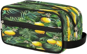 Cute Lemons Paint Travel Toiletry Bag for Women Men Small Cosmetic Makeup Organizer Water Resistant Shaving Bag Portable Make Up Bag Storage Bags with Handle