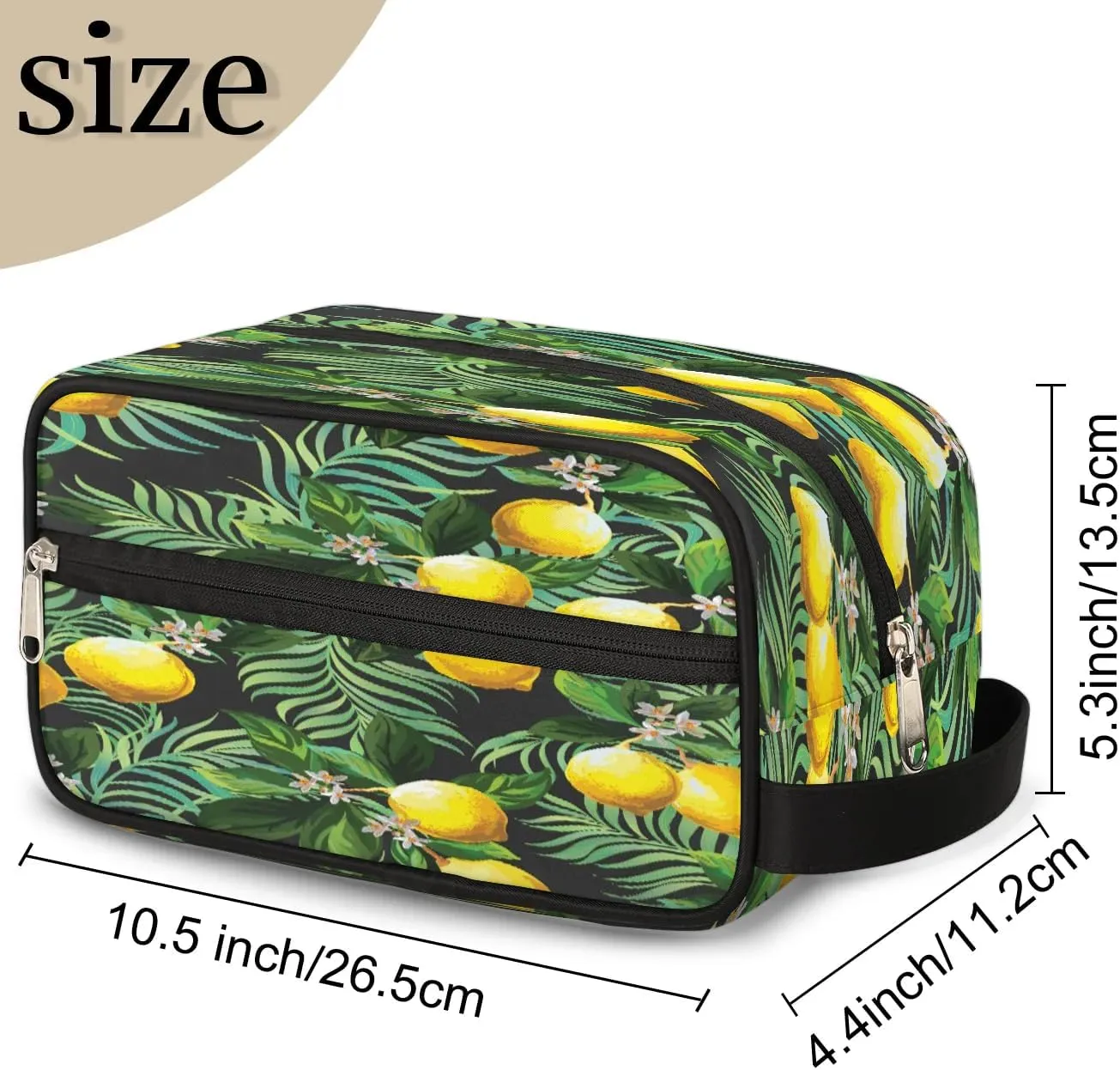 Cute Lemons Paint Travel Toiletry Bag for Women Men Small Cosmetic Makeup Organizer Water Resistant Shaving Bag Portable Make Up Bag Storage Bags with Handle