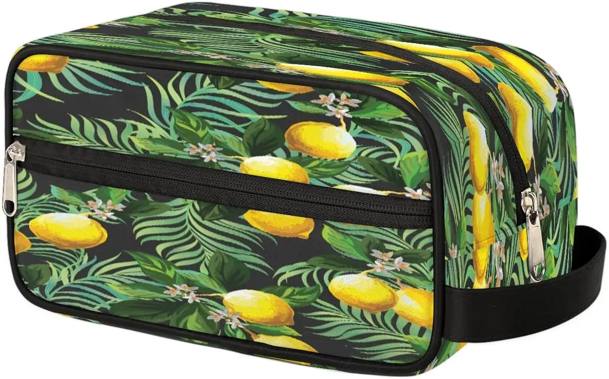Cute Lemons Paint Travel Toiletry Bag for Women Men Small Cosmetic Makeup Organizer Water Resistant Shaving Bag Portable Make Up Bag Storage Bags with Handle