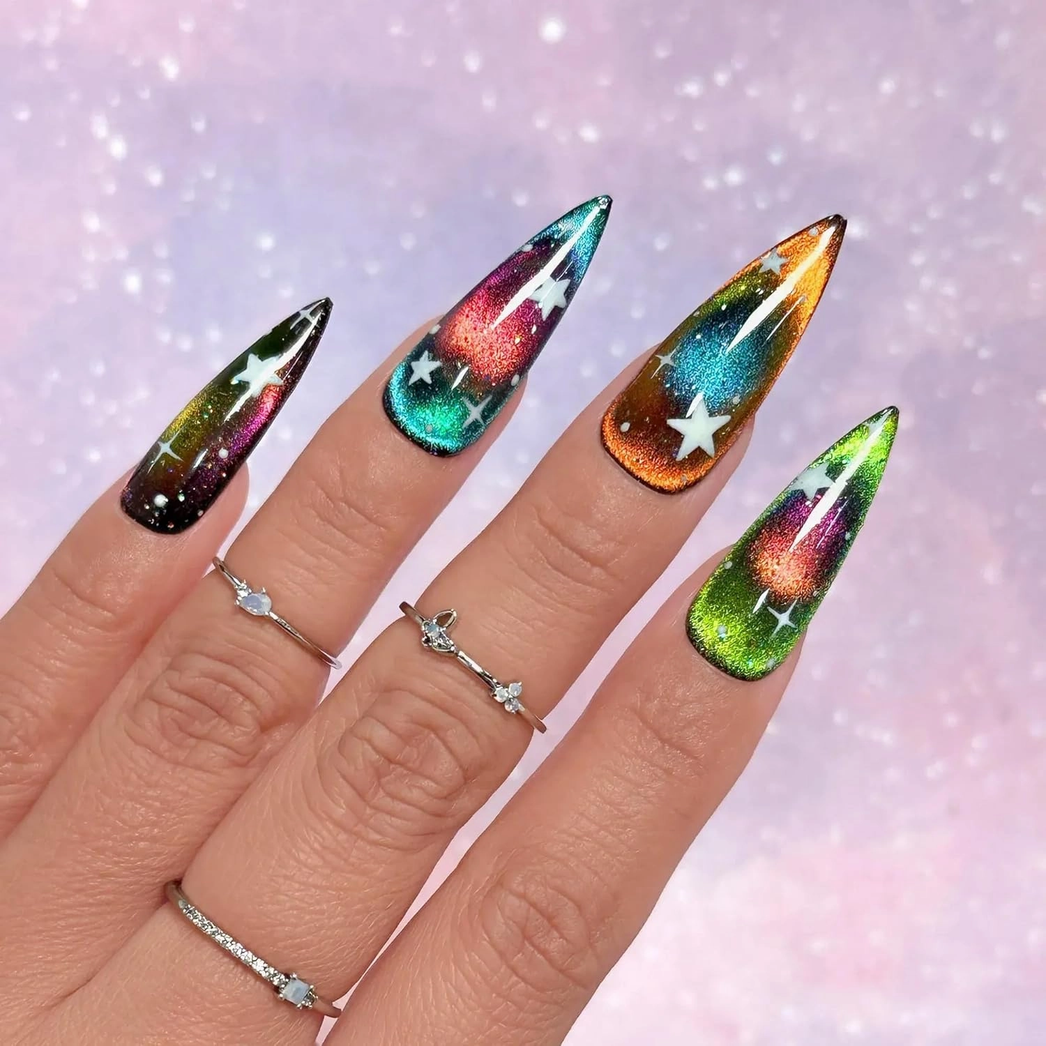 Daily Charme C63 Apollo Velvet Chameleon Cat Eye Magnetic Gel Nail Polish 15ml, Color Shifting Soak Off UV Led Gel Nail Polish, Home DIY/Nail Salon Manicure (Tangerine)