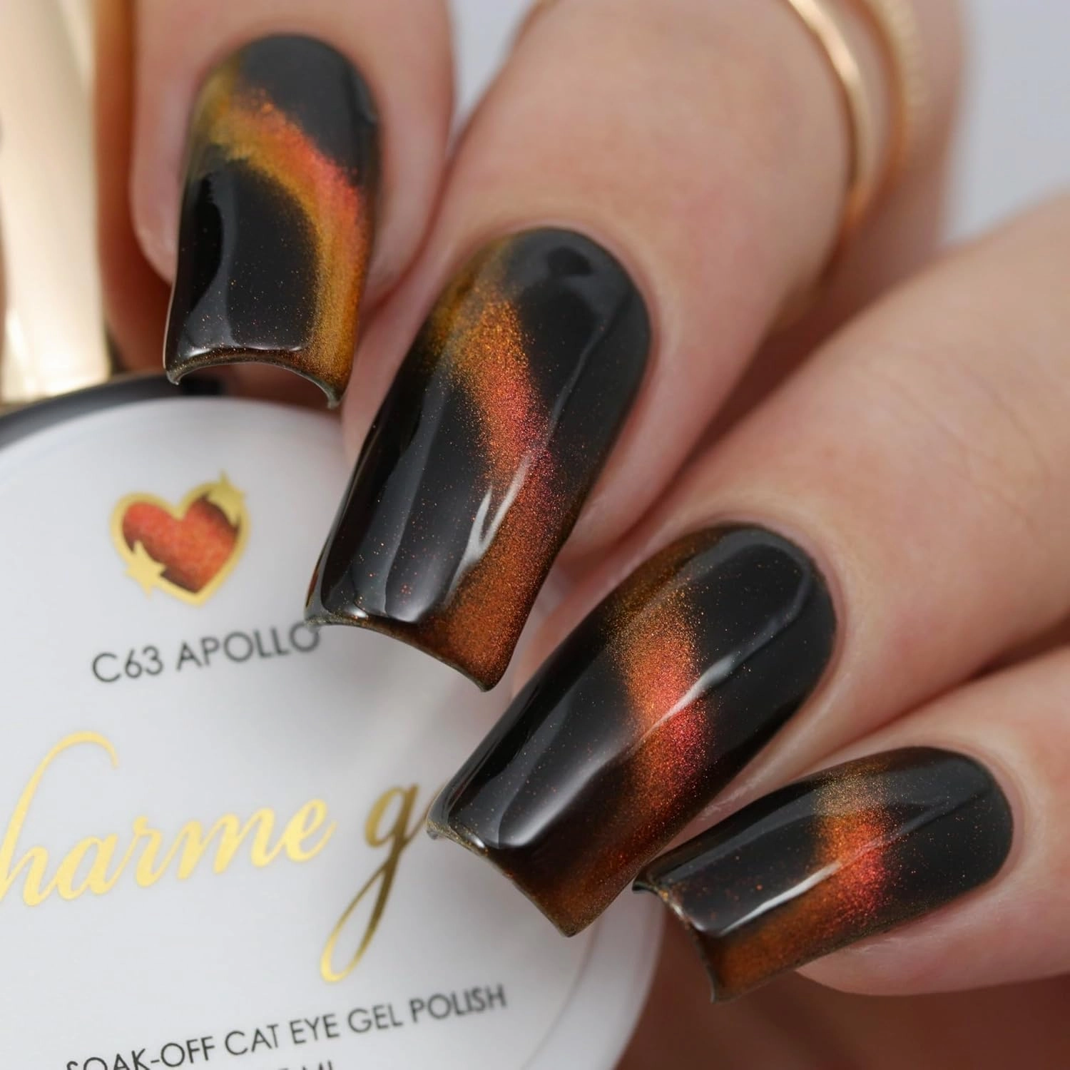 Daily Charme C63 Apollo Velvet Chameleon Cat Eye Magnetic Gel Nail Polish 15ml, Color Shifting Soak Off UV Led Gel Nail Polish, Home DIY/Nail Salon Manicure (Tangerine)