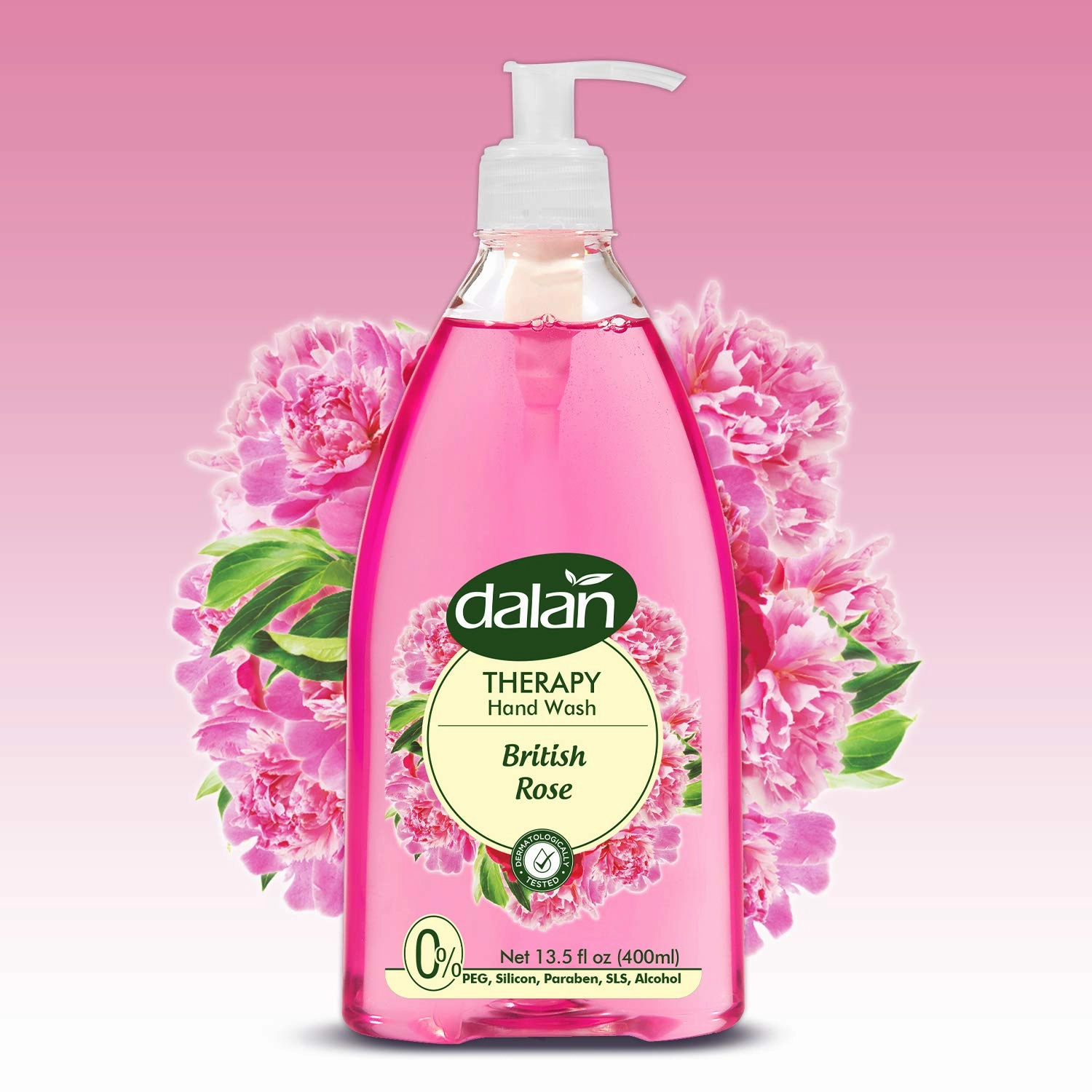 Dalan Therapy British Rose Ultra Moisturizing Liquid Hand Soap for Normal and Dry Hands Fresh Clean and Soft Feeling (13.5 Fl Oz / 400 mL (Pack of 12))