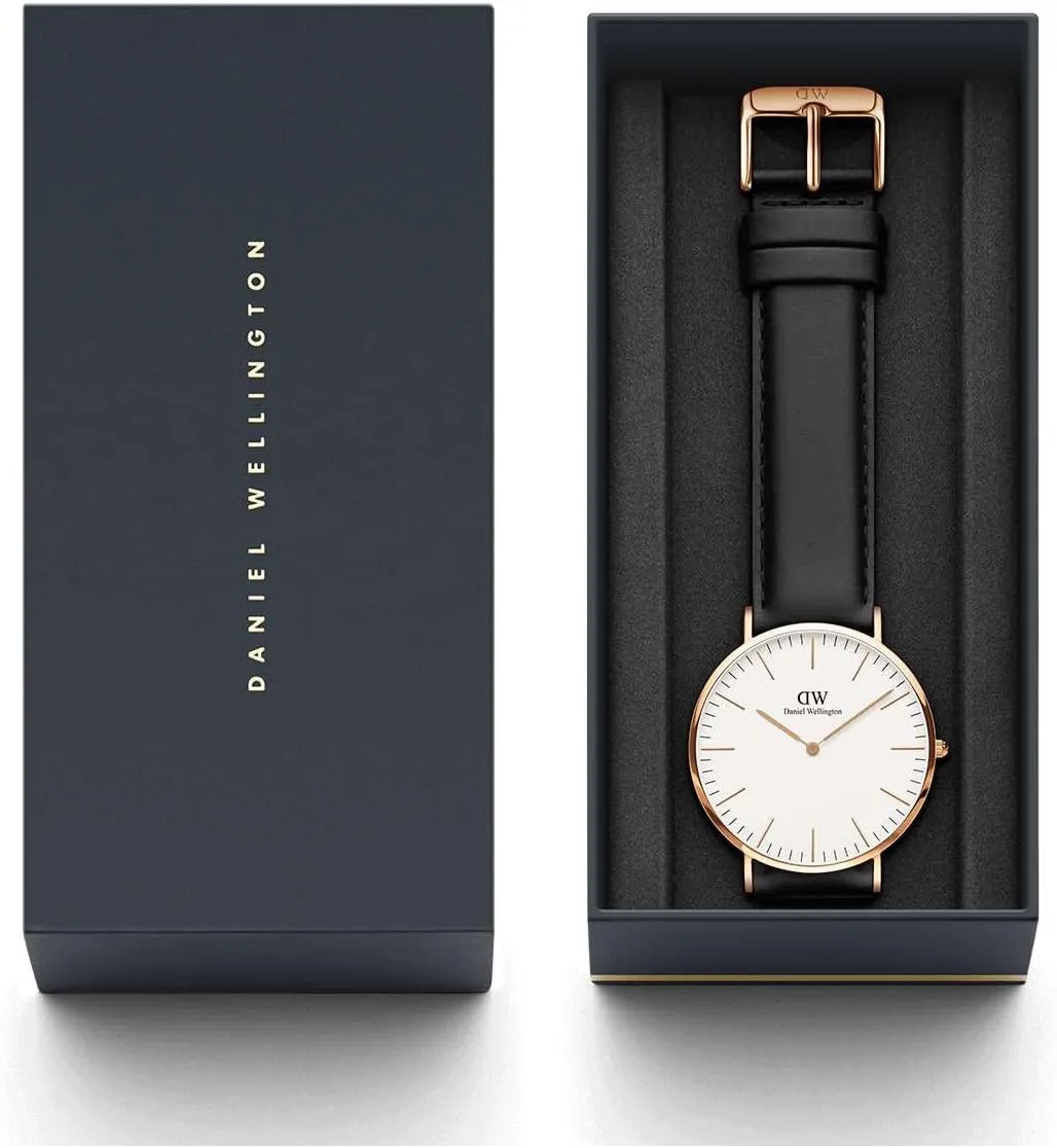Daniel Wellington Classic Men’s Watch - 36mm - 40mm Case, Japanese Quartz Movement, Leather Strap, Water Resistant, Analog Watch for Men - Sheffield