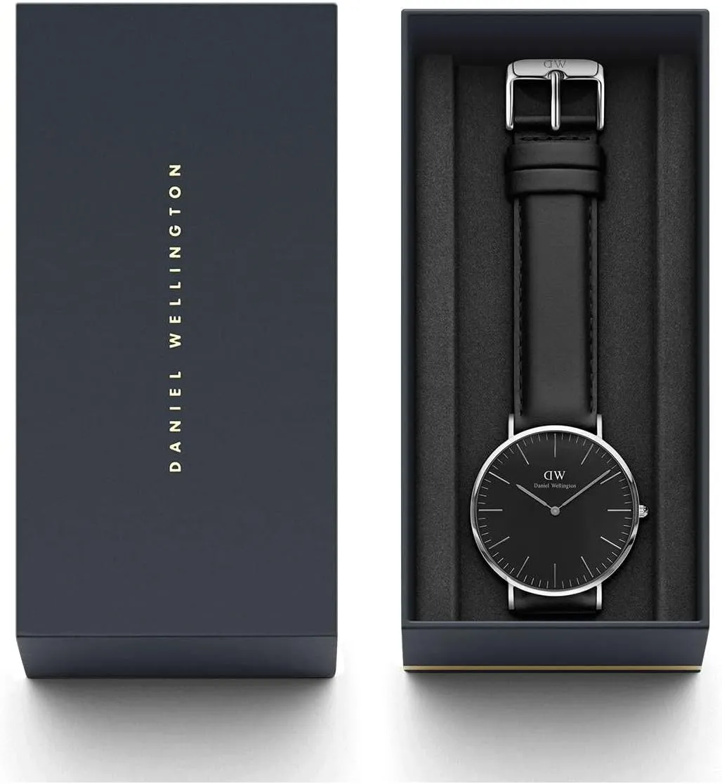 Daniel Wellington Classic Men’s Watch - 36mm - 40mm Case, Japanese Quartz Movement, Leather Strap, Water Resistant, Analog Watch for Men - Sheffield