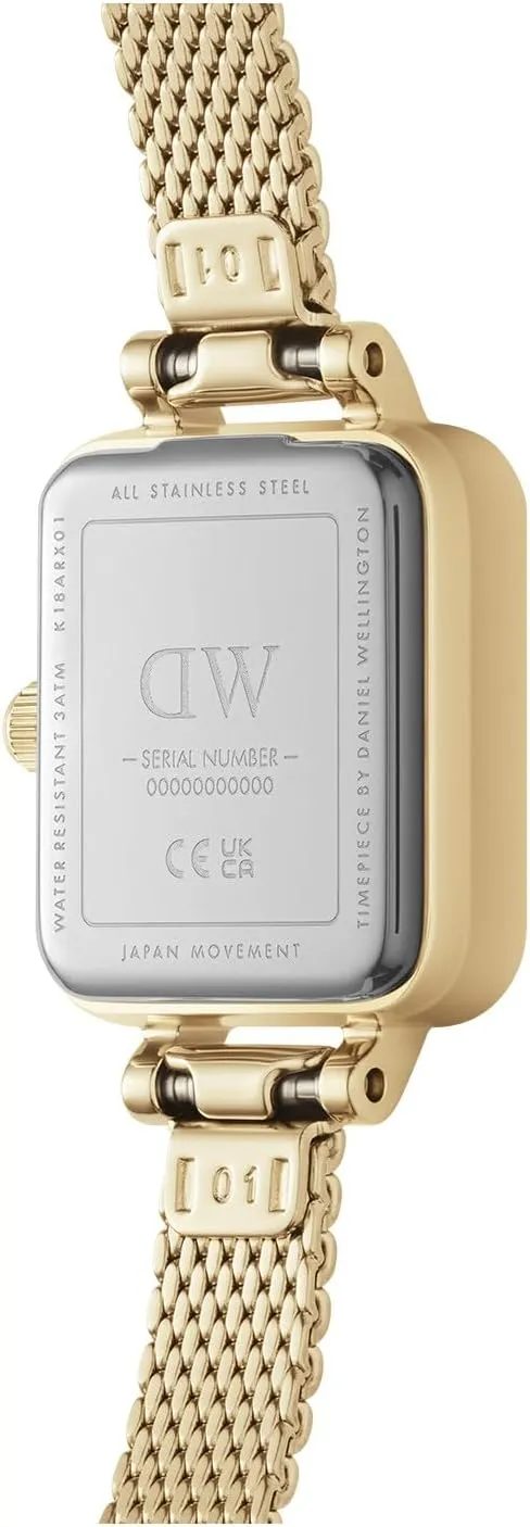 Daniel Wellington Quadro Mini Women’s Watch - 15.4x18.2mm Case, Japanese Quartz Movement, 316L Stainless Steel Mesh Strap, Water Resistant, Small Wrist Watch for Women
